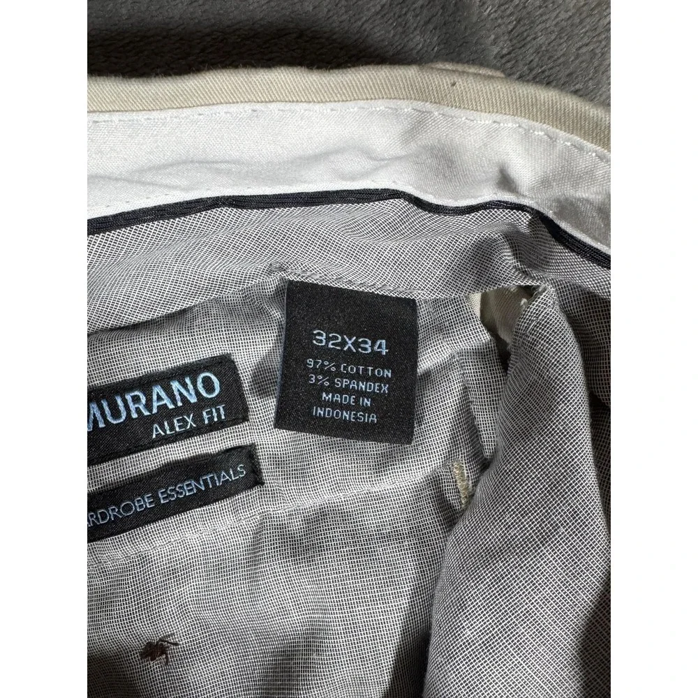 Murano Pants Mens 32x34 Beige Alex Fit Chino Stretch Wardrobe Essentials Casual